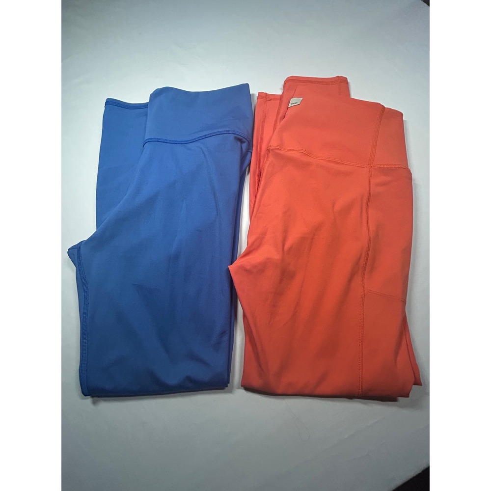 (2) Vuori Daily Leggings Small Blue Orange 7/8 High Rise Pocket Bundle VW420